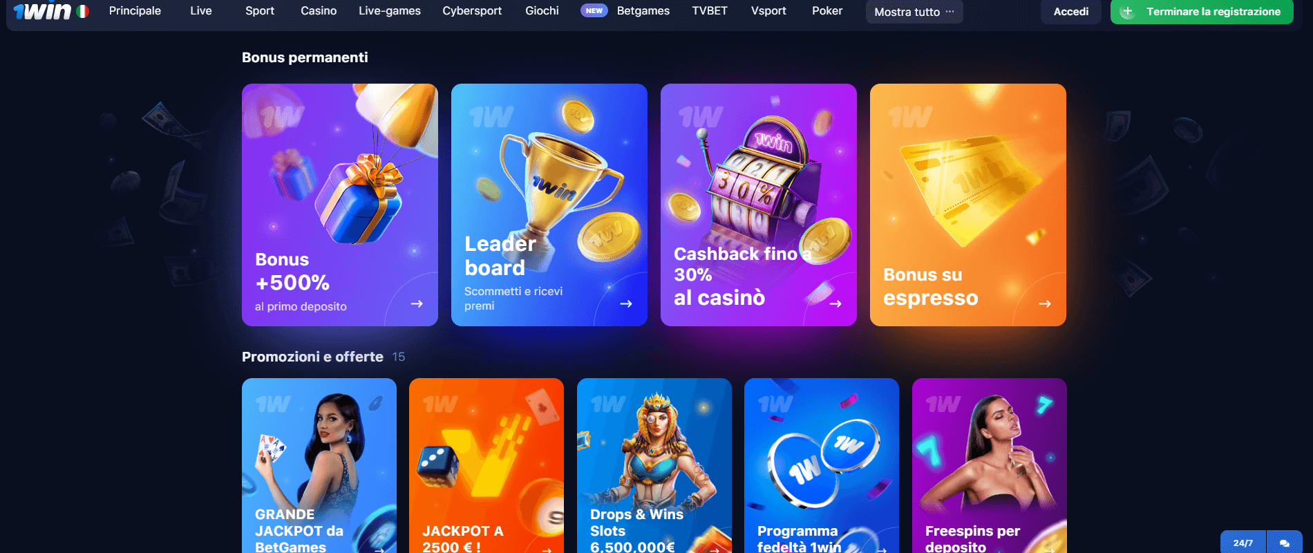 1Win Bonus e Promozioni