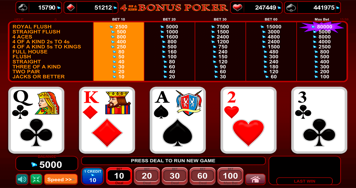 4 of a Kind Bonus Poker EGT