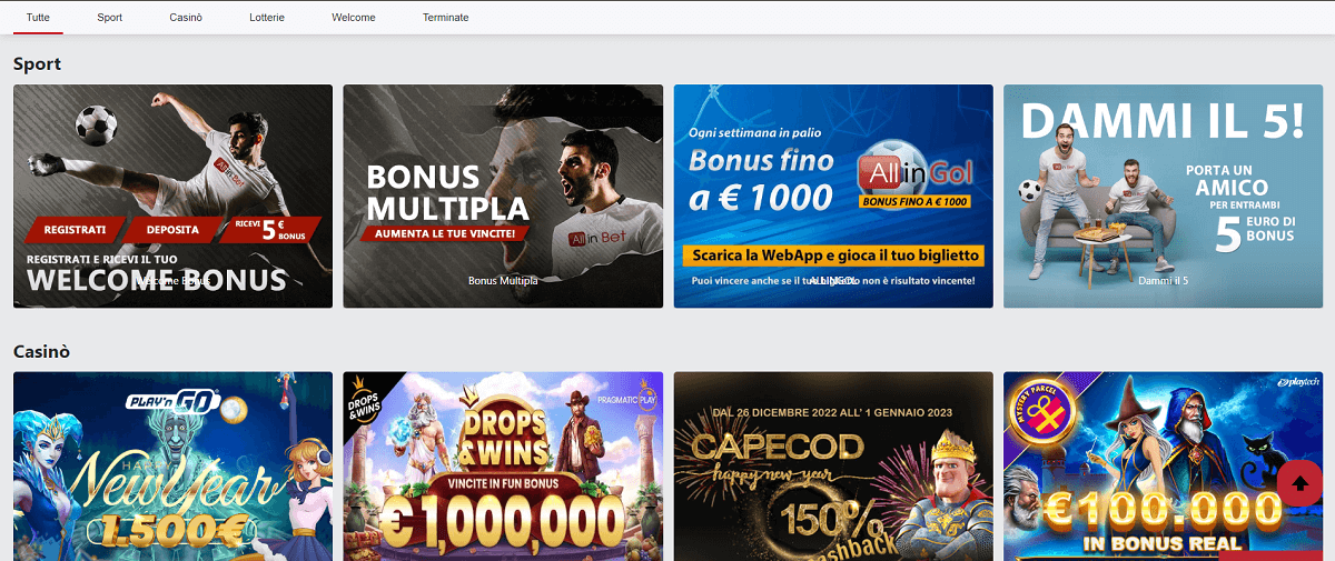 AllinBet Promozioni