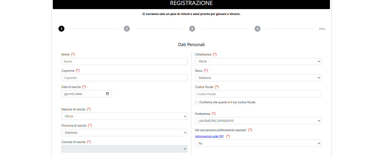 AllinBet Registrazione