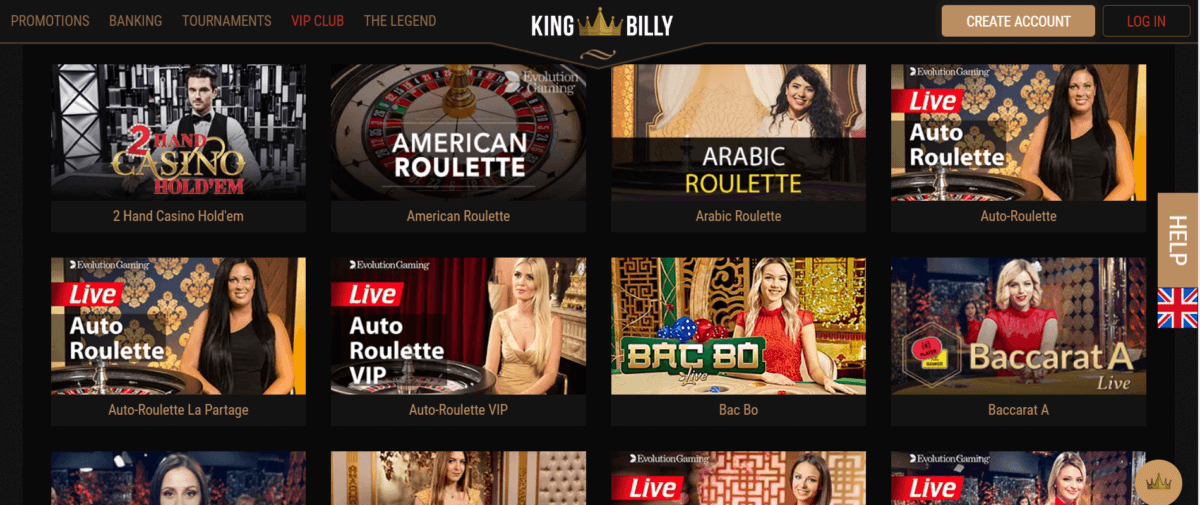 King Billy Casino Live