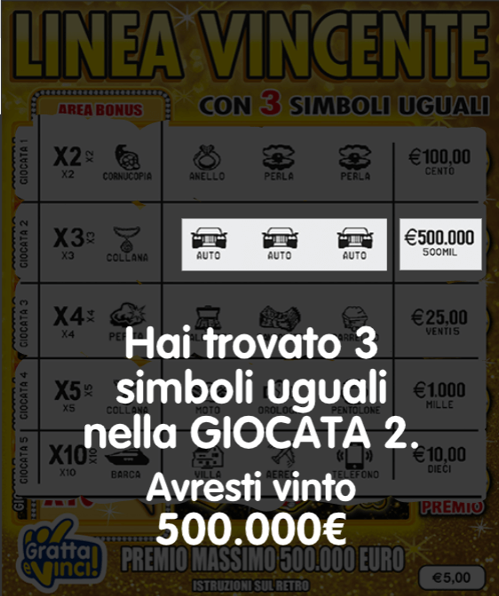 Linea Vincente Esempio di vincita massima