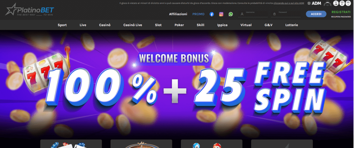 Platinobet Bonus benvenuto