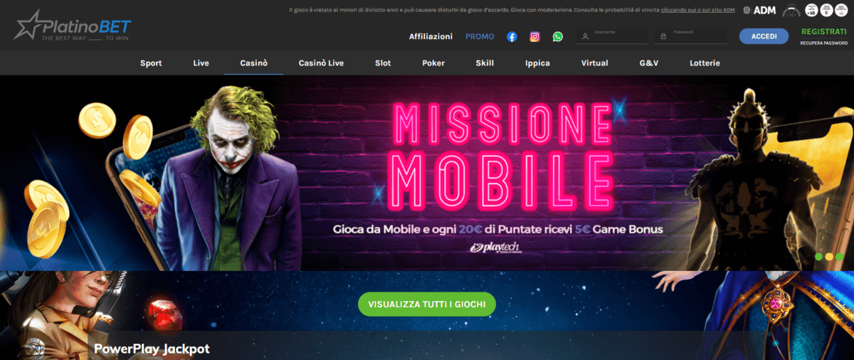 Platinobet Giochi Casino
