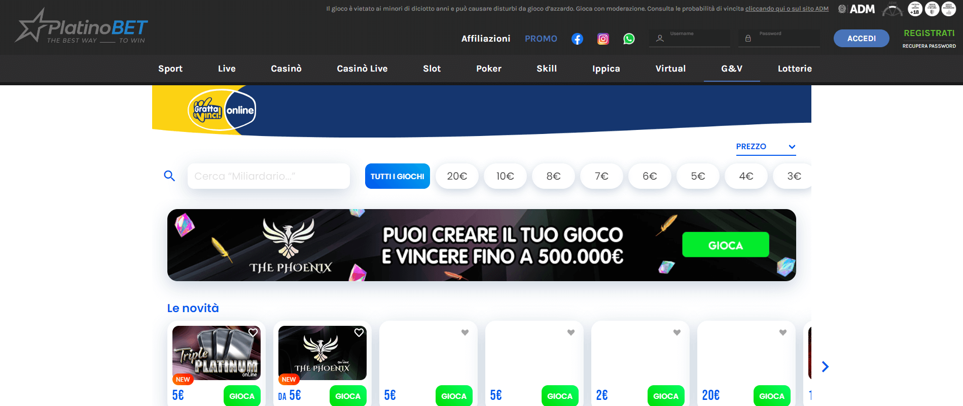 Platinobet Gratta e Vinci