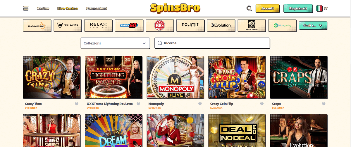 SpinsBro Giochi Live