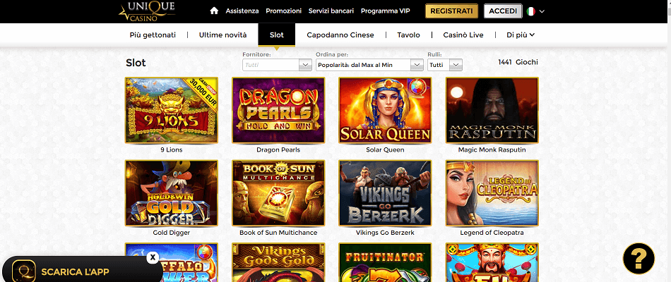 Unique Casino Giochi