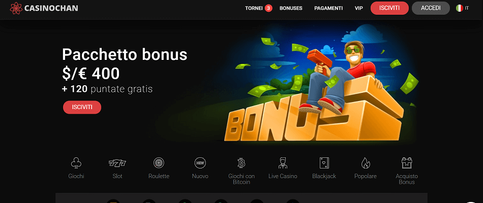 Casinochan bonus benvenuto