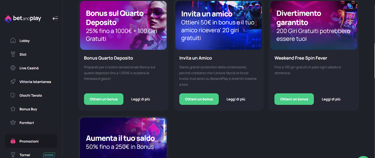 BetandPlay Promozioni