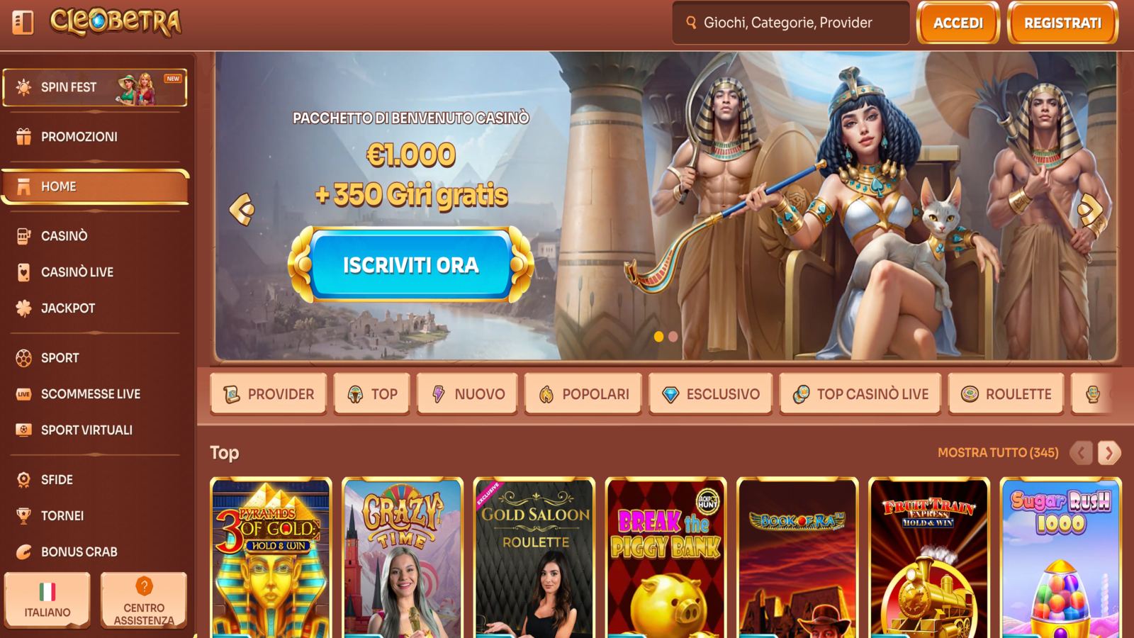 Cleobetra Casino Homepage Italy