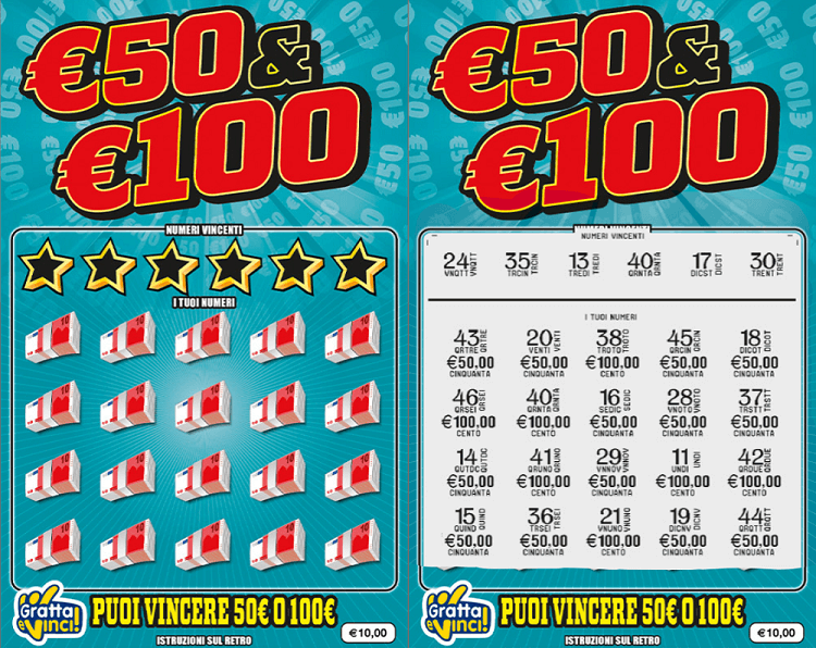 gratta e vinci €50 e 100€