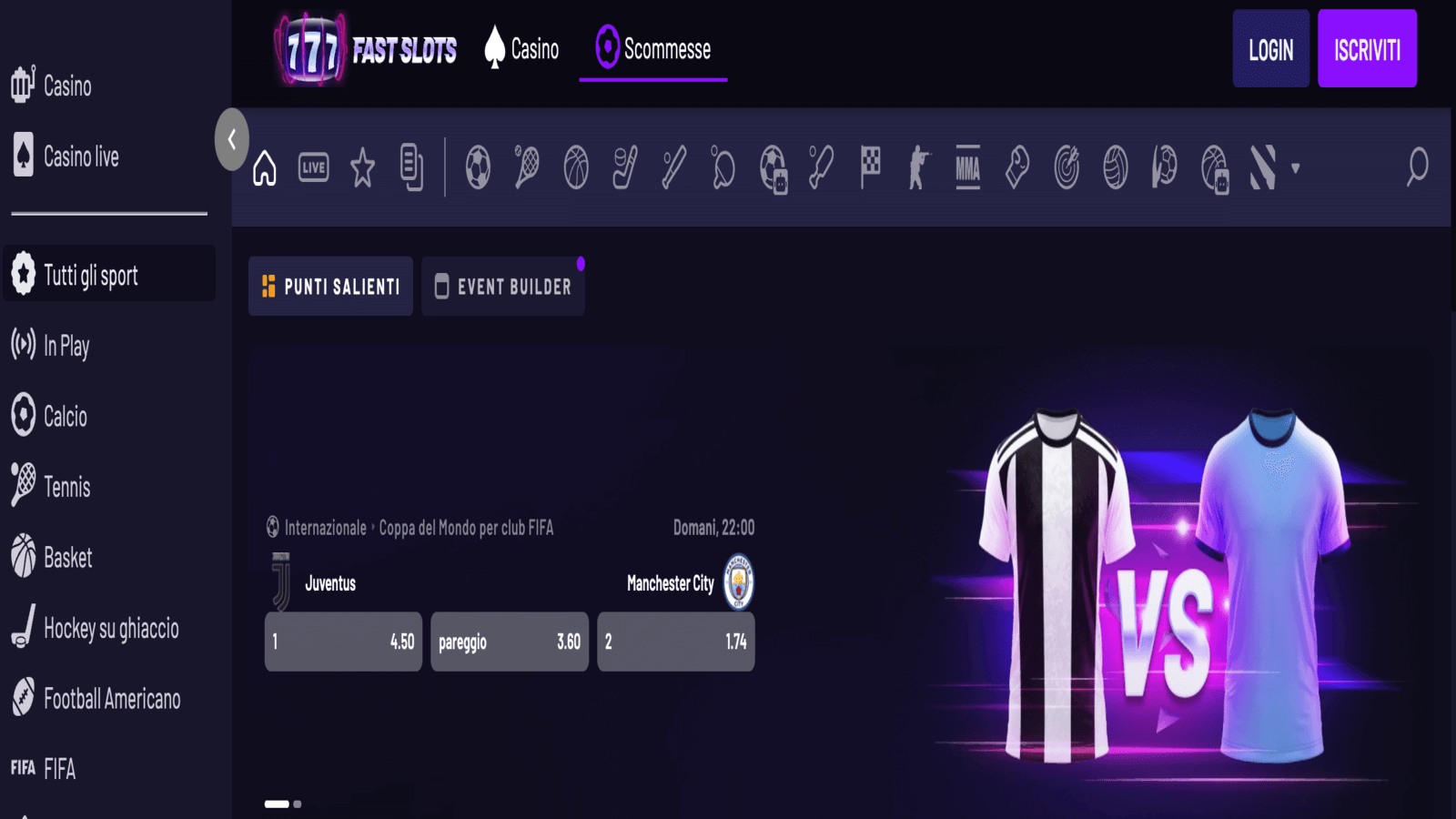 Fast Slots Casino Sportsbook Italy