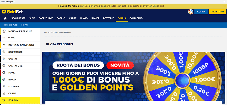 GoldBet Routa dei Bonus