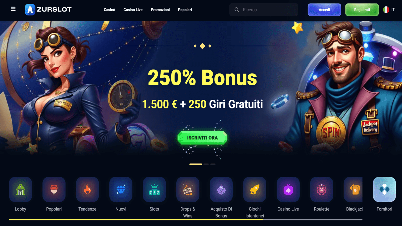 AzurSlot Casino Homepage Italy