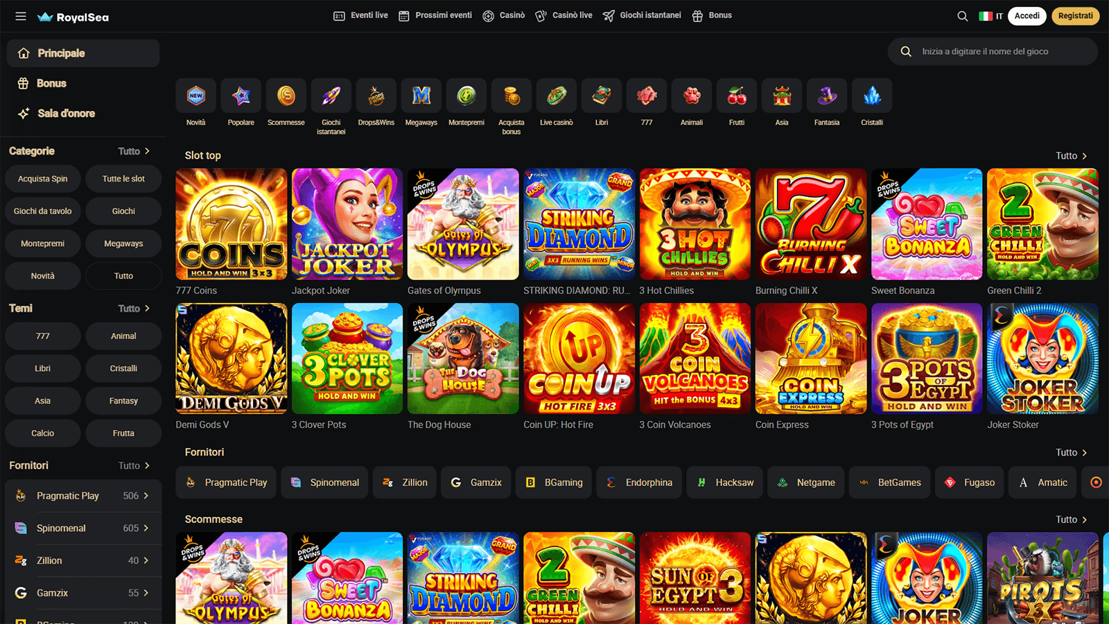 I migliori giochi del Royal Sea Casino