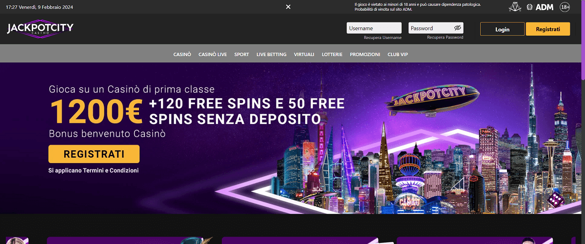 Bonus senza deposito su JackpotCity