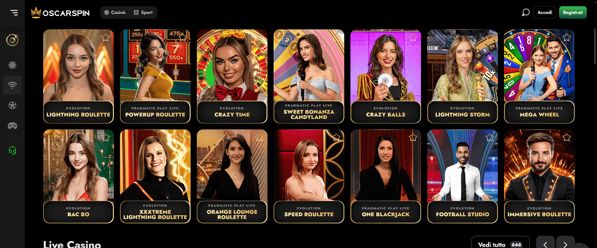 OscarSpin Casino Live