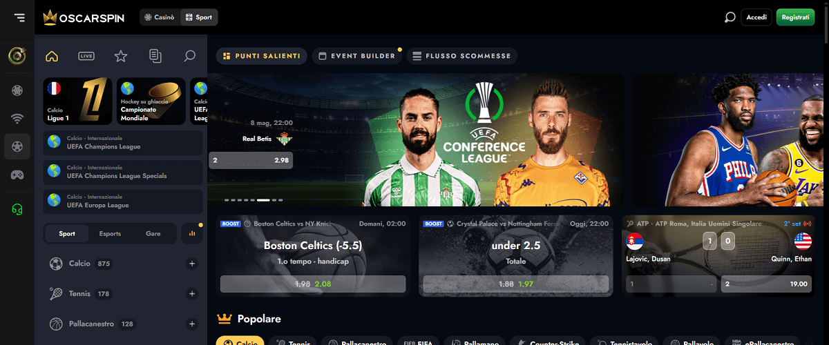 OscarSpin Scommesse