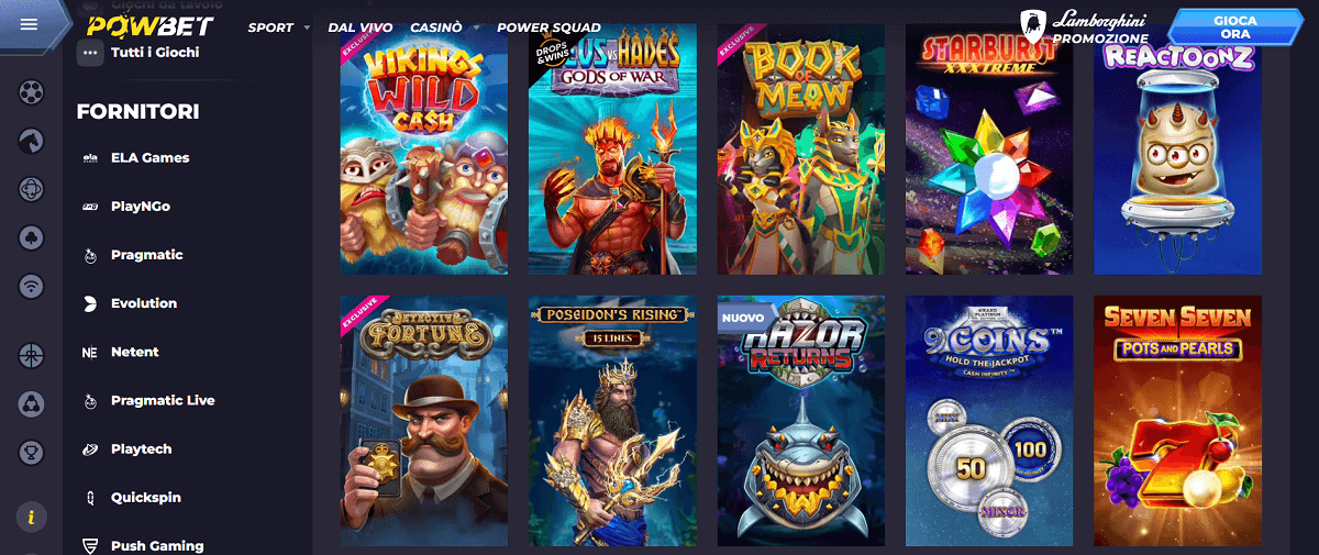 Powbet Giochi