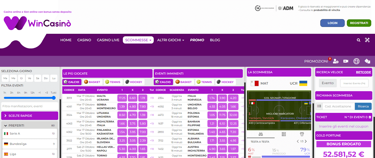 WinCasino Scommesse