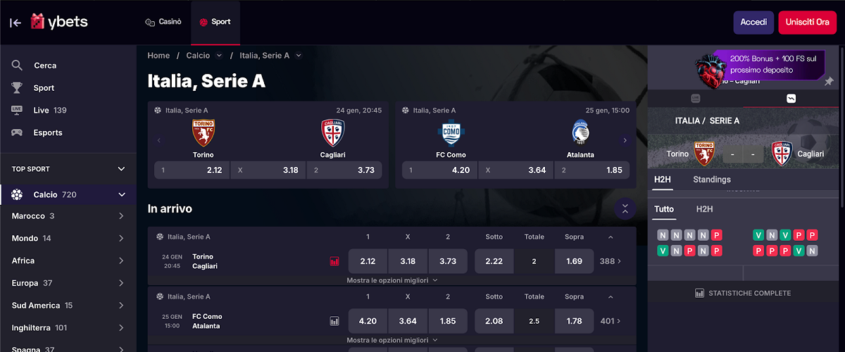 Ybets Scommesse