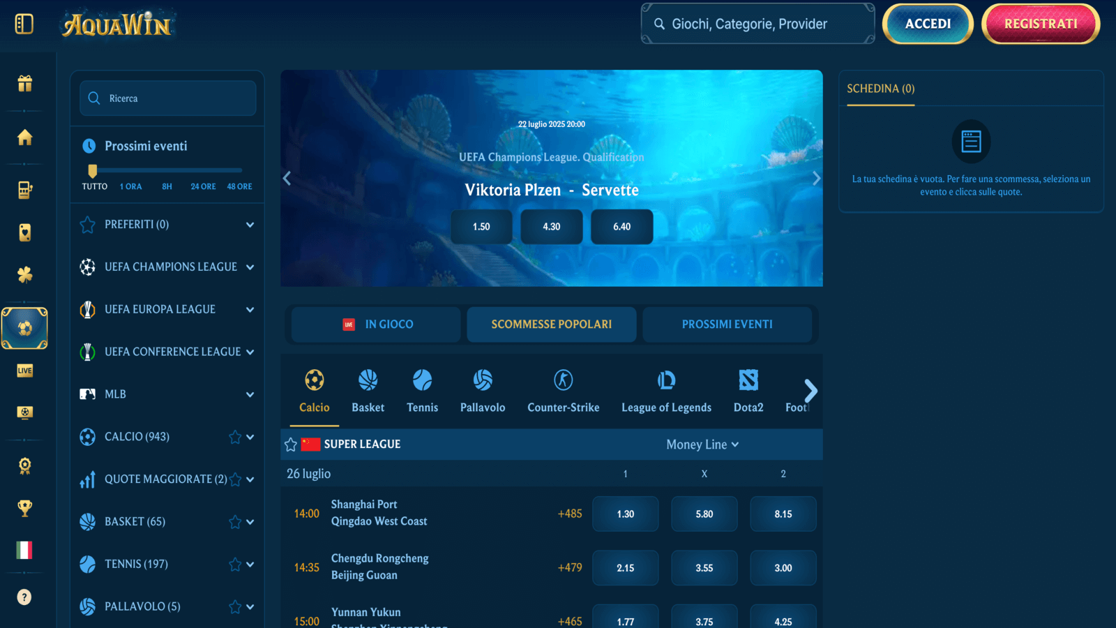 AquaWin Sportsbook Italy
